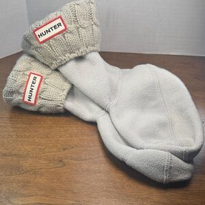 Hunter Short Sweater Fleece Boot Liner Socks, Gray, sz M (US Womens sz 5-7)